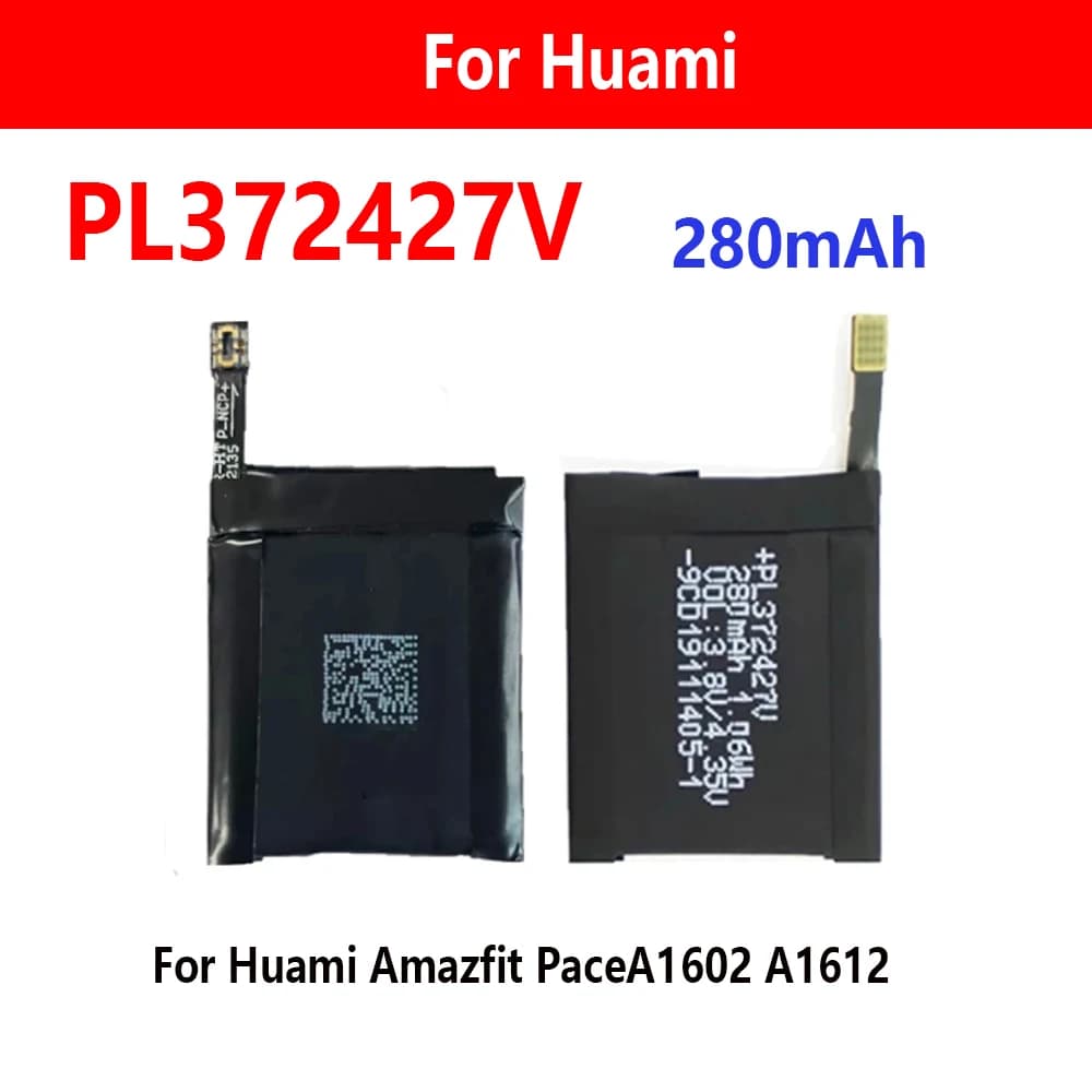 PL372427V Batteria di ricambio da 280 mAh per Amazfit Pace A1602 A1612 Batteria ricaricabile agli ioni di litio polimerici per smartwatch + strumenti