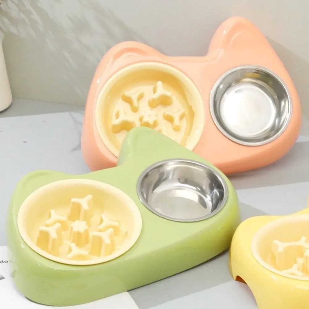 Ciotola 2-in-1 per Animali Domestici con Base Antiscivolo Spessa, Ciotola Anti-Soffocamento e Anti-Rovesciamento, Ciotola Interattiva per Acqua e Cibo per Gatti e Cuccioli