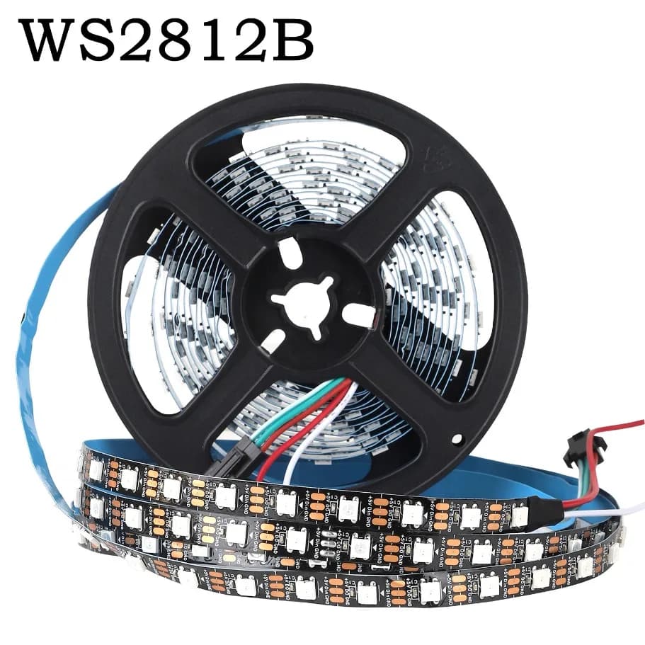 WS2812B 5050 RGBIC Smart LED Strip WS2812 IC indirizzabile individualmente 30/60/144 Pixel/Led/m Luce DC5V Nero IP30/67 Impermeabile