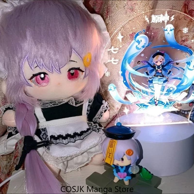 Peluche Anime Genshin Impact Qiqi 20cm con Set di Vestiti, Regalo, Figura Cosplay, Cuscino Imbottito