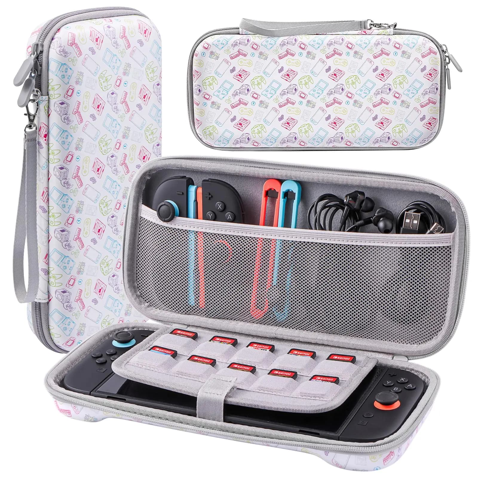 Custodia Portatile per Console da Gioco Nintendo Switch 2 2025, Rigida con 10 Slot per Schede di Gioco, Custodia da Viaggio Portatile