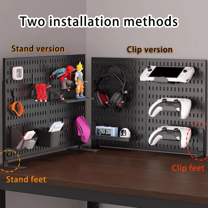 【SET B】Accessorio per scheda con foro completo Ganci grandi/mini/multifunzioni, ripiani/clip e connettori in ferro Accessorio per scheda forata