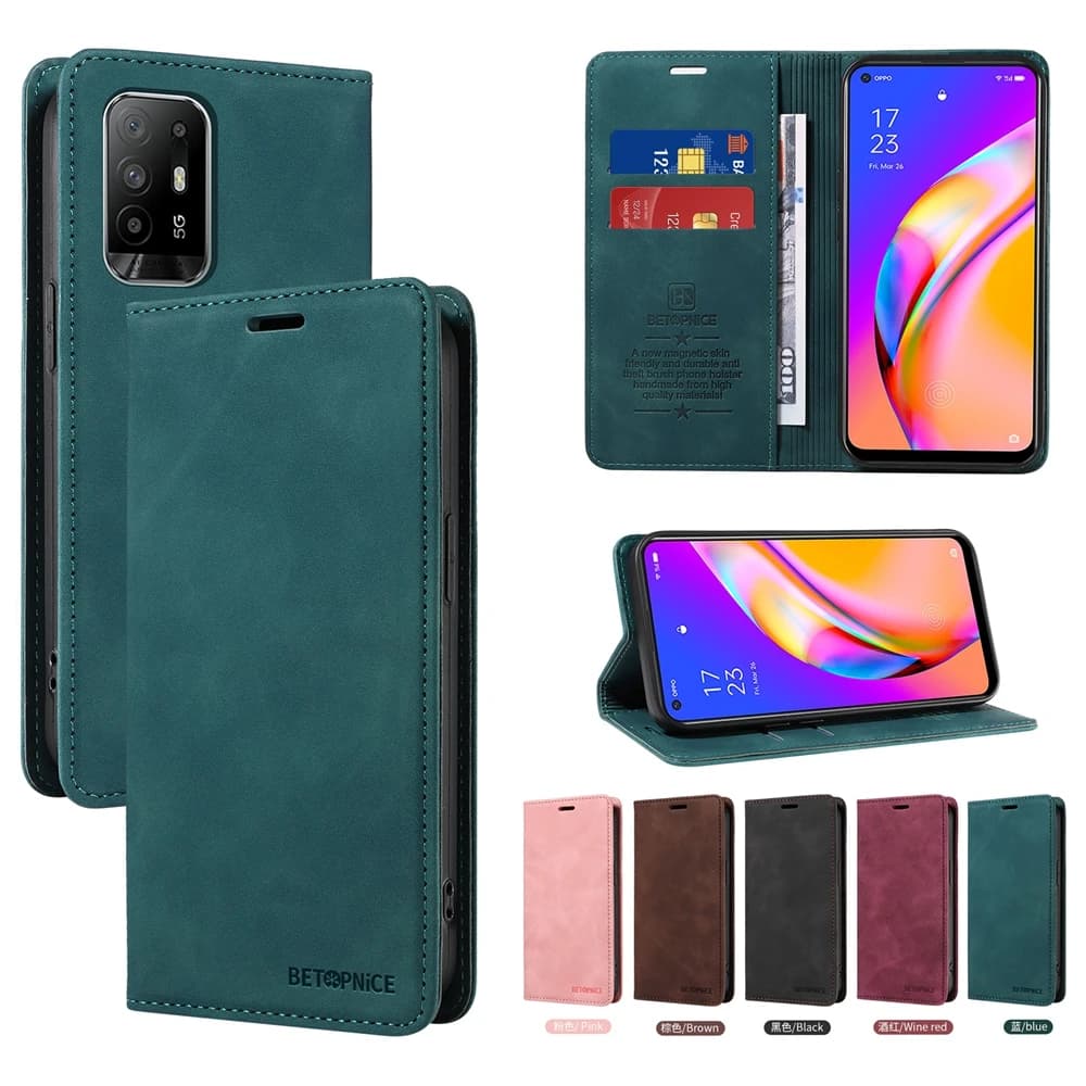 Custodia a portafoglio in pelle magnetica con blocco RFID per OPPO Trova X8 X5 Reno 12 12F 11 11F 10 8 8T 8Z 7 7Z 6 6Z 5 5F Pro Plus Lite 4G 5G