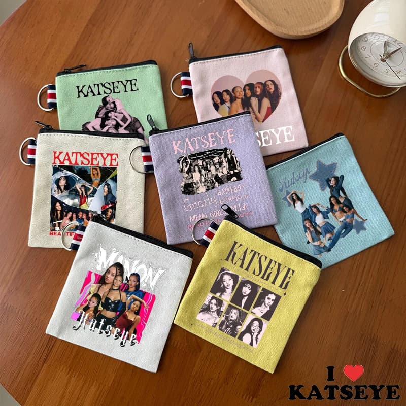 Moda K POP K-KATSEYE Portamonete carino dolce borse di tela borsa di stoccaggio multifunzionale trendy cool mini borsa quadrata regalo di compleanno