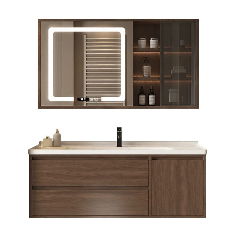 Ultimo Modello di Mobile Bagno Moderno da Parete con Armadietto a Specchio Integrato