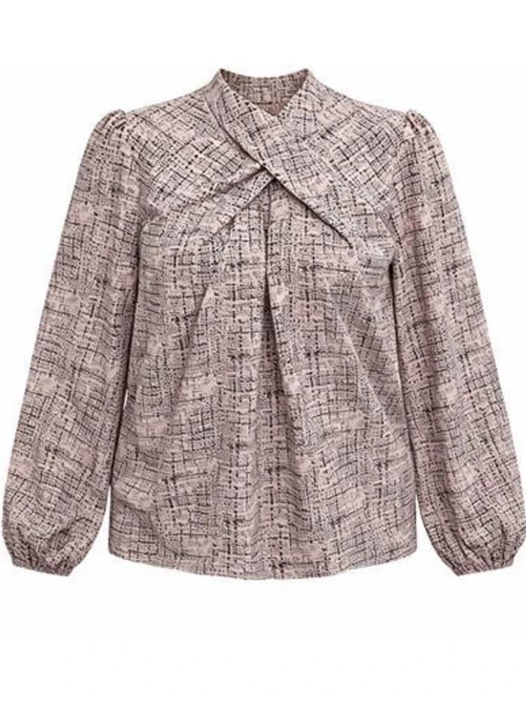 0XL-4XL Plus Size Autumn Spring Fashion Elegant Printing Shirt Blouse V- Neck 3XL 4XL Big Size Women Long Sleeve T-shirt Tops