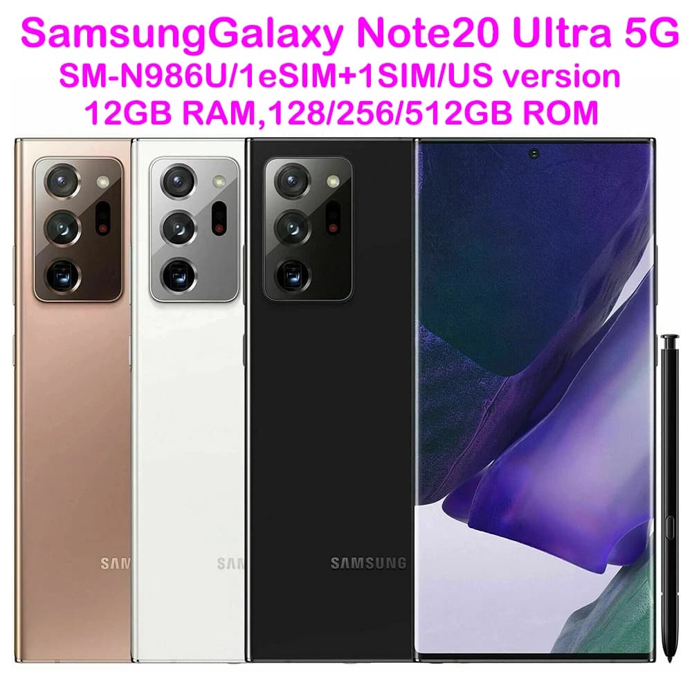 Used Samsung Galaxy Note 20 Ultra 5G Smart Android Phone SM-N986U 6.9-inch Refurbished Samsung Phone NFC 4500mAh 108MP USVersion