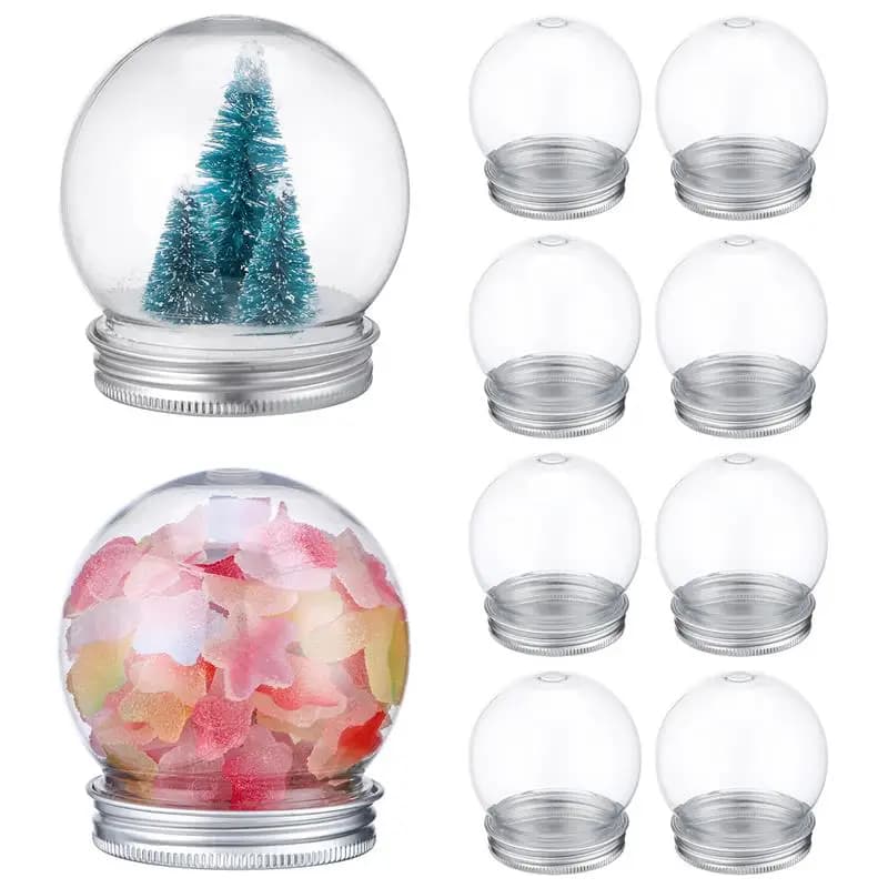 10 Pezzi Bottiglie di Plastica Vuote per Globo di Neve Fai-da-Te 150/270/300ml, Accessori per Creazione di Globo di Neve Natalizio