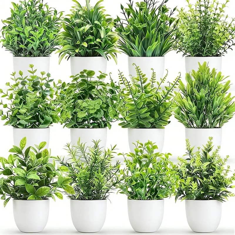 7 Styles Artificial Potted Plants with Pot Fake Greenery No Maintenance Required Green Plant for Home Office Desk Decor Ornments