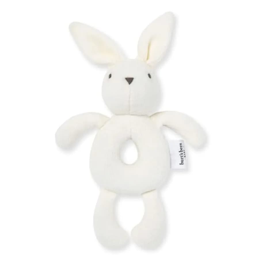Giocattolo Sonaglino per Neonati Unisex Burt's Bees, Peluche Sensoriale a Forma di Animale Realizzato con Rivestimento in Cotone Organico 100% e Imbottitura in Poliestere