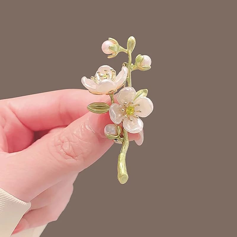Spilla di gelsomino verde dal temperamento vintage per le donne Fiore di cristallo Fibbia Abito Abbigliamento Abito Sciarpa Clip Regalo di gioielli