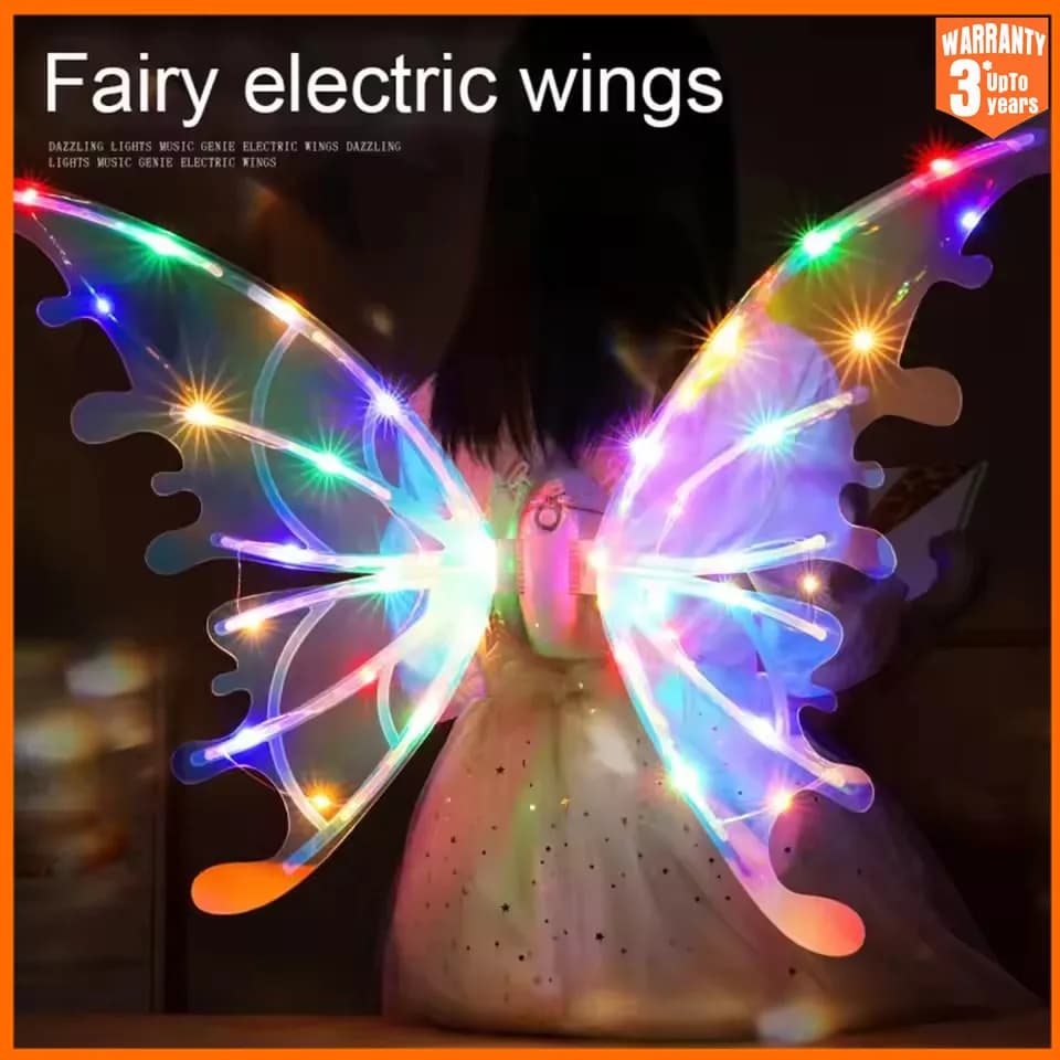 Giocattolo elettrico delle ali di farfalla con luci musicali Ali da elfo incandescente lucido Vesti le ali di fata in movimento per i bambini Ragazzi Ragazze Regalo