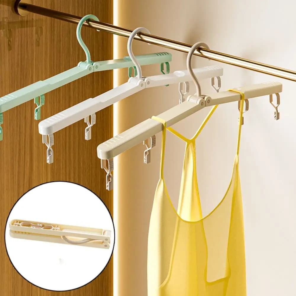 with clip Foldable clothes hanger Multifunctional portable travel clothes tools to dry plastic space saving clothes