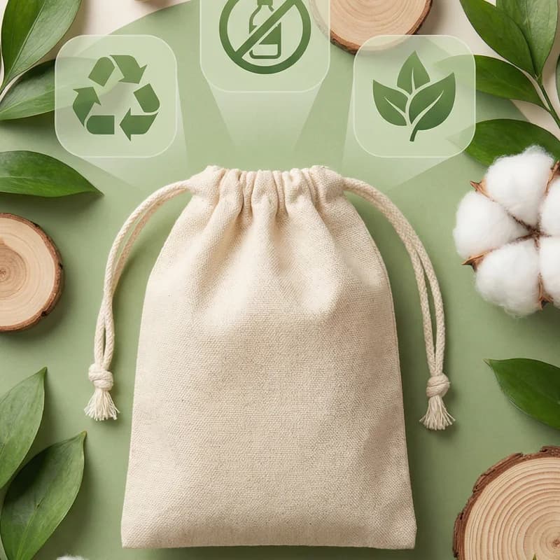 Natural Cotton Gift Bags Jewelry Logo Pouches Perfume Candle Eyelashes Beauty Makeup Packaging Dust Sack