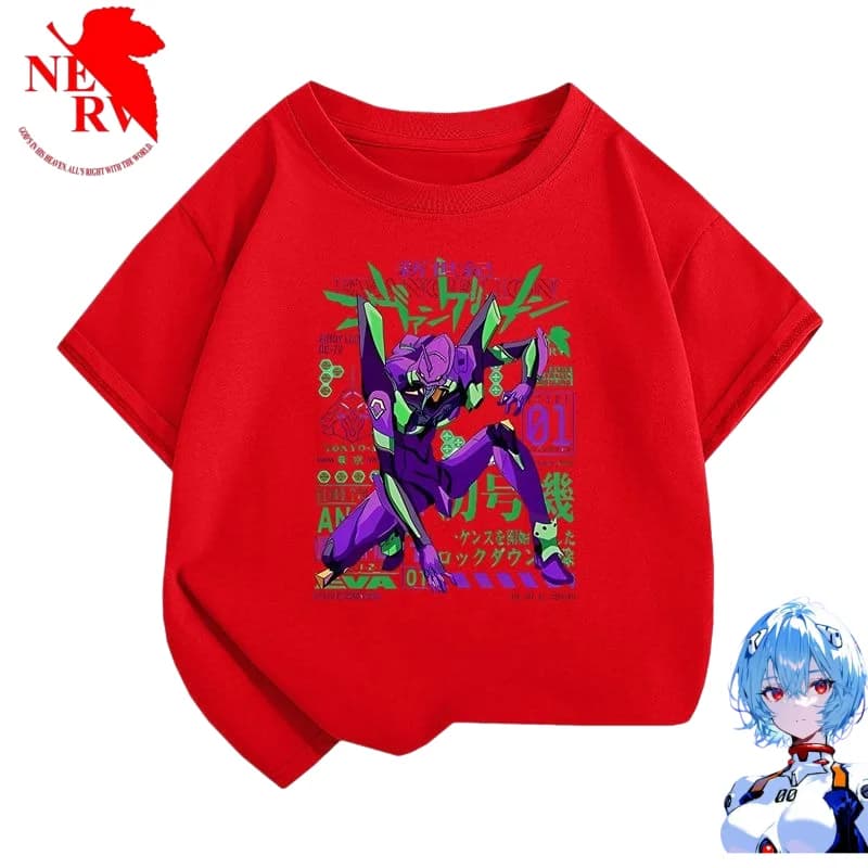 Nuova maglietta EVA Neon Genesis Evangelion, simpatico cartone animato alla moda, abbigliamento estivo per ragazzi e ragazze, regalo per amici in puro cotone a maniche corte