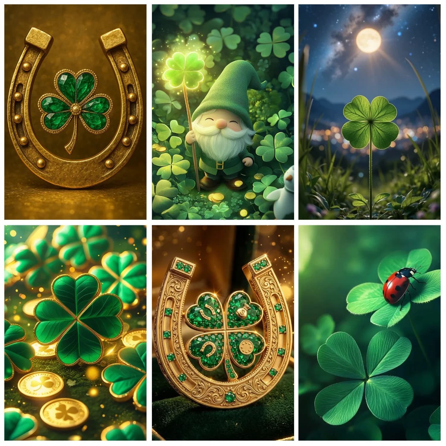 Lucky Horseshoe Four-Leaf Clover Diamond Painting Irish lucky symbol DIY Rhinestones Cross-stitch Home Decor Room Wall Decor