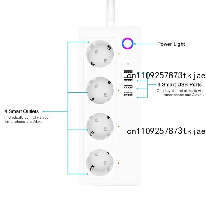 Nuova presa WiFi intelligente Presa multipla con 4 prese 4 porte USB Smart Life compatibile con