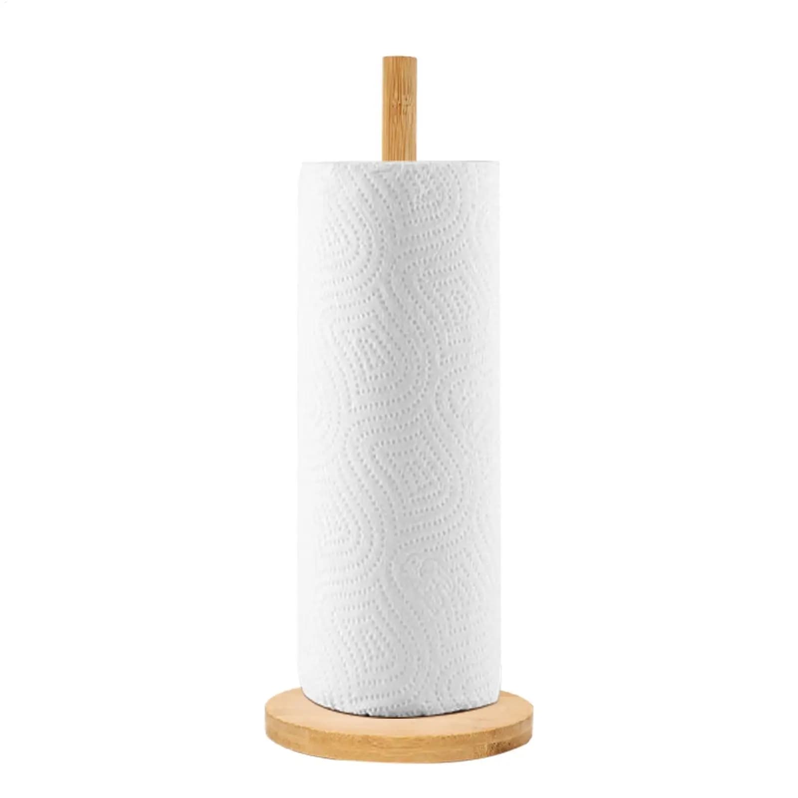 Tissue Holder Upright Toilet Paper Holder Wooden Cleaning Cloth rack Roll Kitchen Absorbent Paper Storage tool for home bathroom