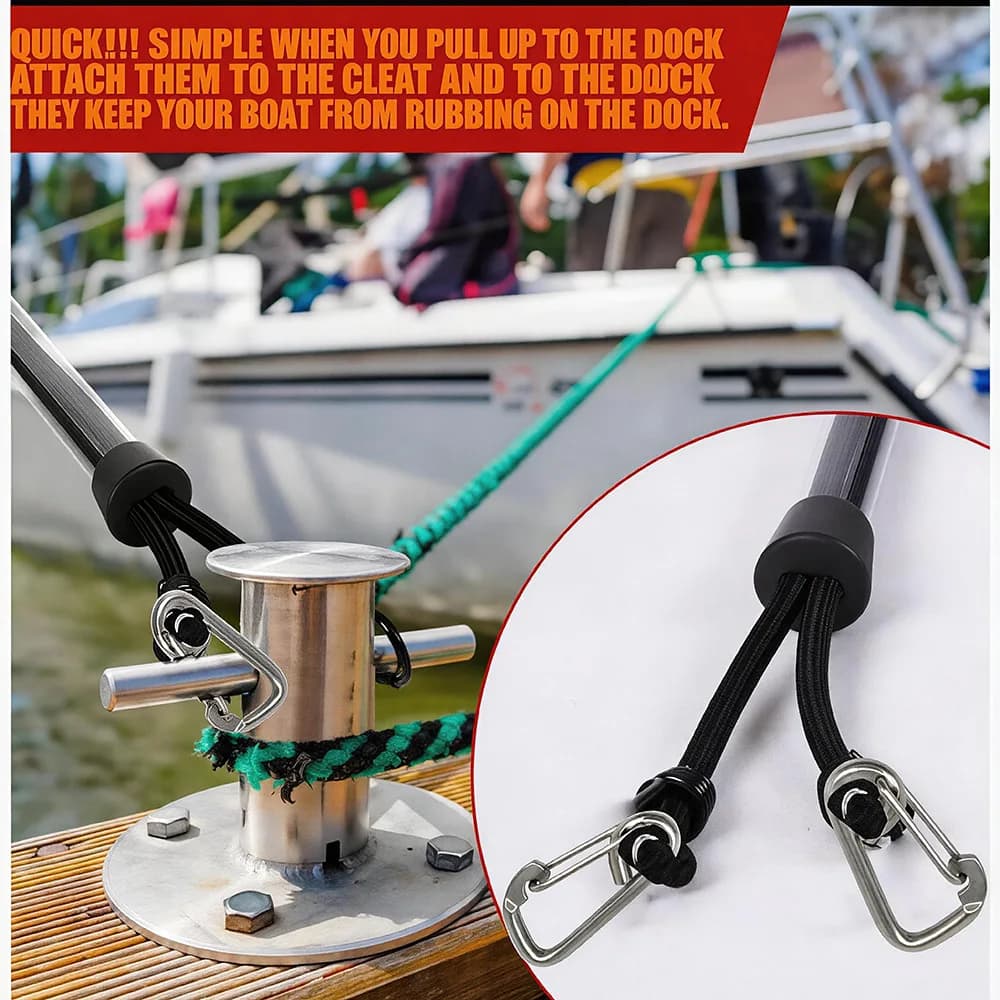 Dock Rope & Adjustable Docking Pole with Stainless Clamp, Anti-Collision Tip for Small Boats Marine Accessories