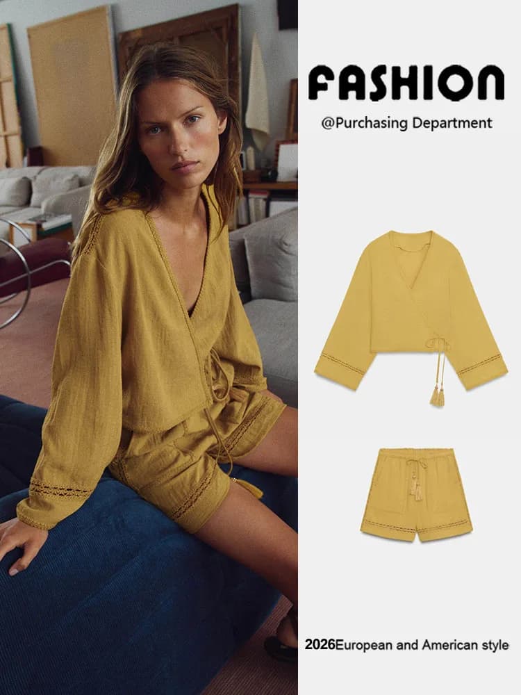 New Arrival Autumn Women's Long Sleeve Jacket Patchwork Short Pants European Style Fashion Ladies' Outerwear 2026
