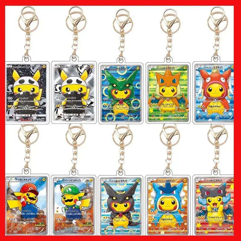 Pokemon Cosplay Serie Pikachu Portachiavi in acrilico Anime Gioco Collezione di carte Borsa in acrilico Ciondolo Stampa fronte-retro 3.4X5.2Cm