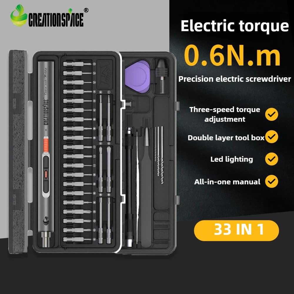 CreationSpace CS0702A/CS0802A Electric Screwdriver Set Mini Precision Screwdriver Set for Laptop Watch with Electronic Camera