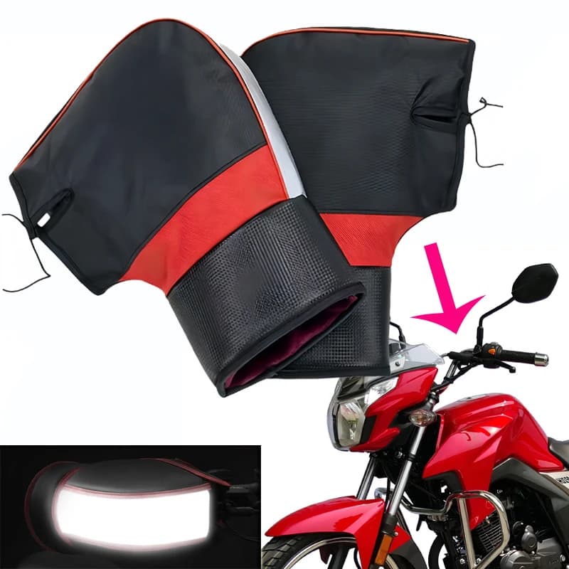 Guanti Riscaldati a Batteria per Manubrio Moto, Antivento Invernali, Scaldamani Riflettenti di Sicurezza