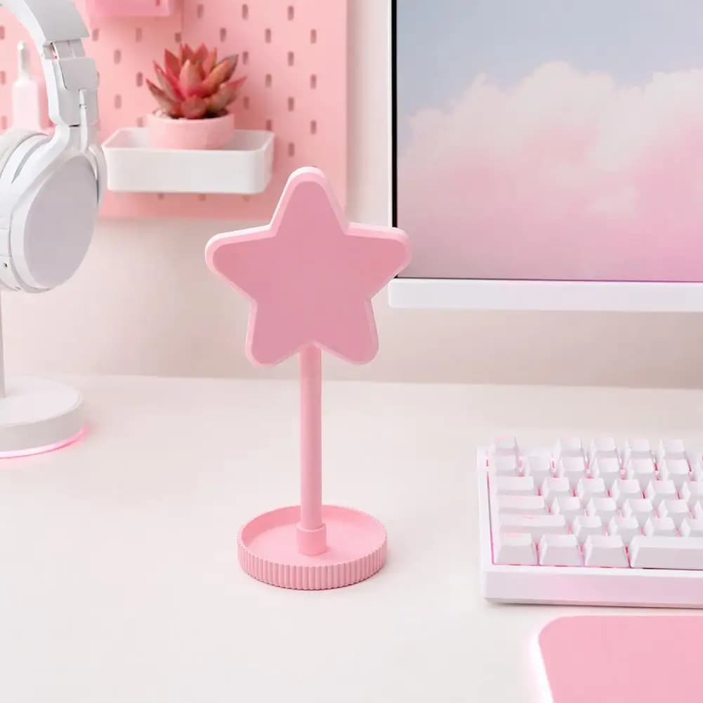 3D Printed Headphone Stand, Star Shape Headset Holder, Earphone Stand with Cable Holder, Flexible Headrest with Solid Base