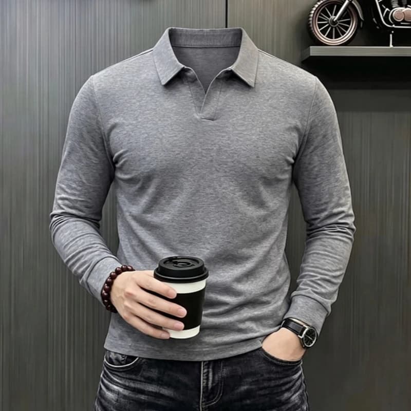 Men's Business Casual Long Sleeve T Shirt Spring Autumn Comfortable Breathable Workwear Top for Formal Occasions Polo Shirts Man