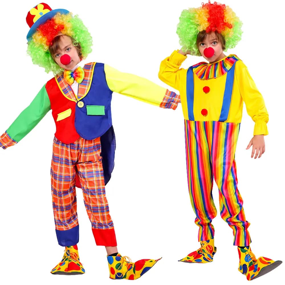 Carnival Disguise Joker Cosplay Costume Jumpsuits Boys Girls Clown Party Stage Performance Dress Up No Wig shoes