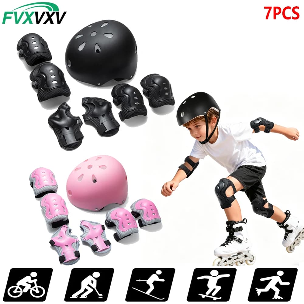 Set di Protezioni per Bambini: Casco, Ginocchiere, Gomitiere e Protezioni per Polsi, Attrezzatura Protettiva Regolabile per Ragazzi e Ragazze dai 3 ai 10 Anni, Perfetto per Bicicletta