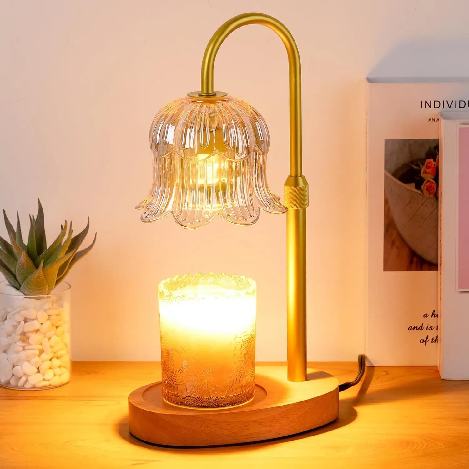 Lampada Scaldacera Elettrica con Timer - Scioglitore di Cera Regolabile e Dimmerabile, Senza Fiamma per Arredamento Casa