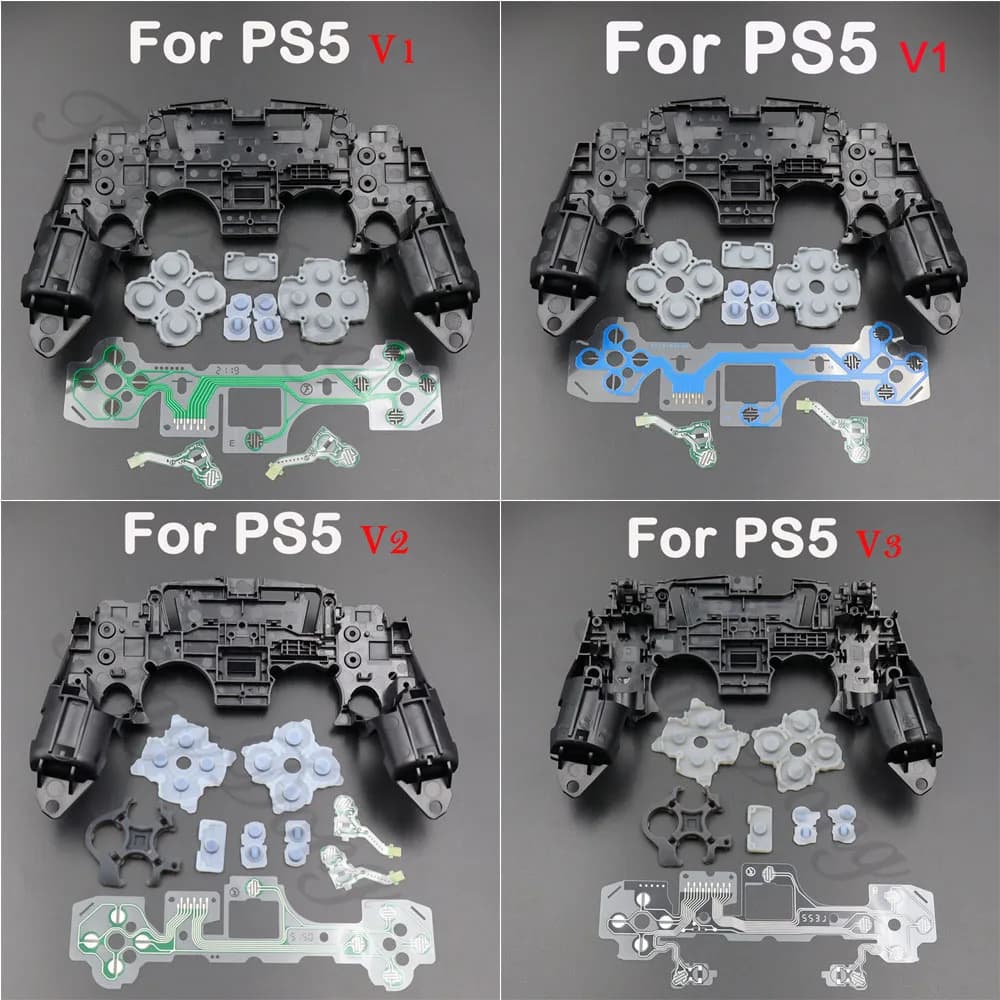 1 set Per PS5 V1 V2 V3 BDM-010/020/030 Controller Gamepad Staffa del telaio centrale Pellicola conduttiva e pulsante Pad in gomma conduttiva