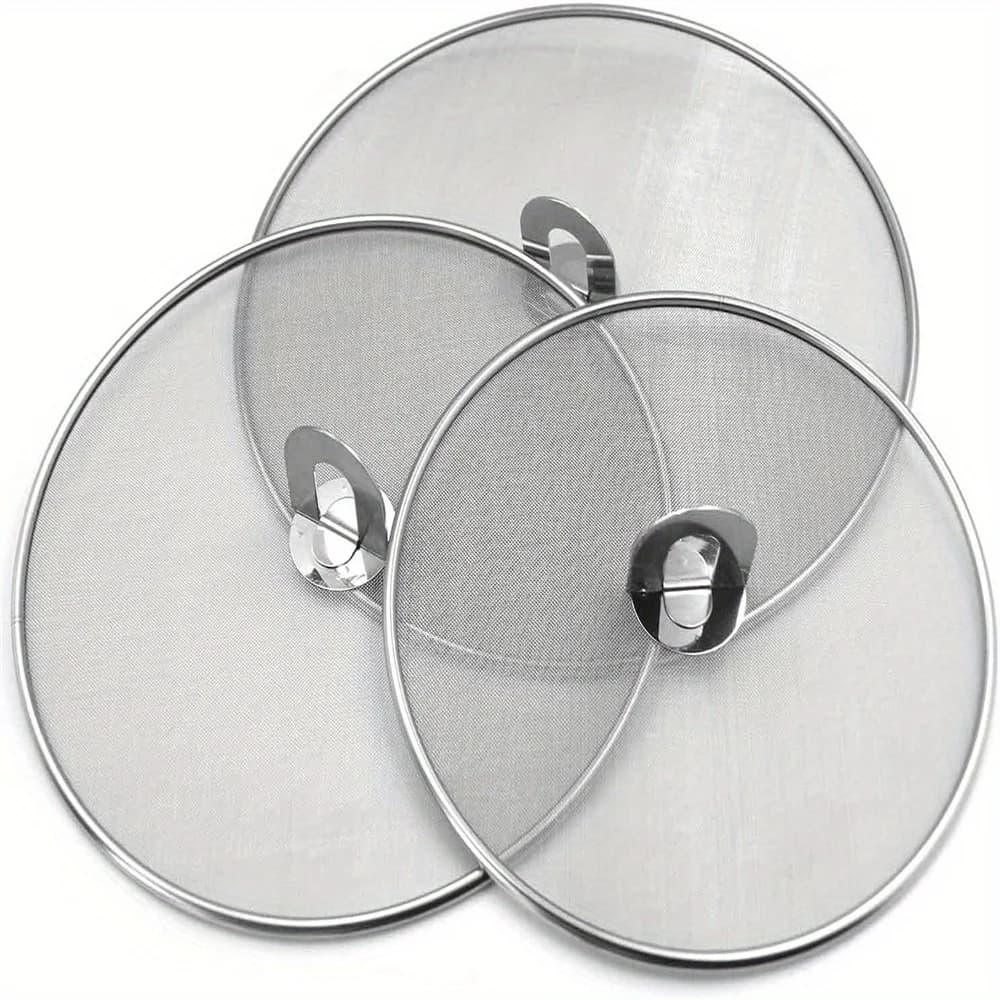 Schermo antispruzzo da 3 pezzi/pacco per cucinare Protezione per grasso in acciaio inossidabile per padella Coperchi a maglia ultra fine Set di 3 (10", 11,5", 13")