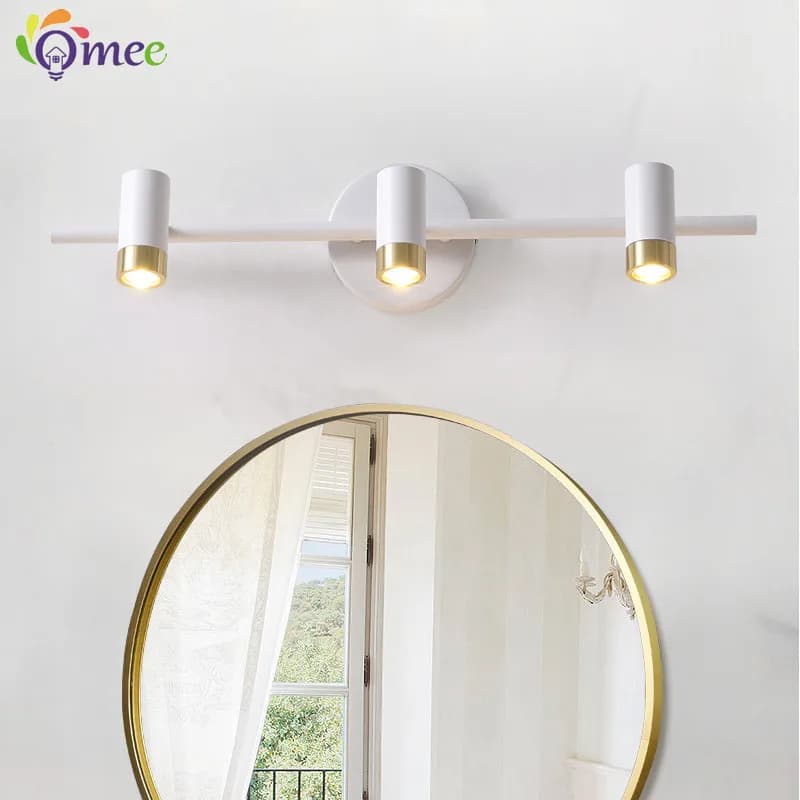 OMEE Nordic LED Specchio Faro Moderno Bianco Semplice Specchio Armadietto Lampade da parete Bagno Vanity Lampada da parete Faretto Lampade da specchio