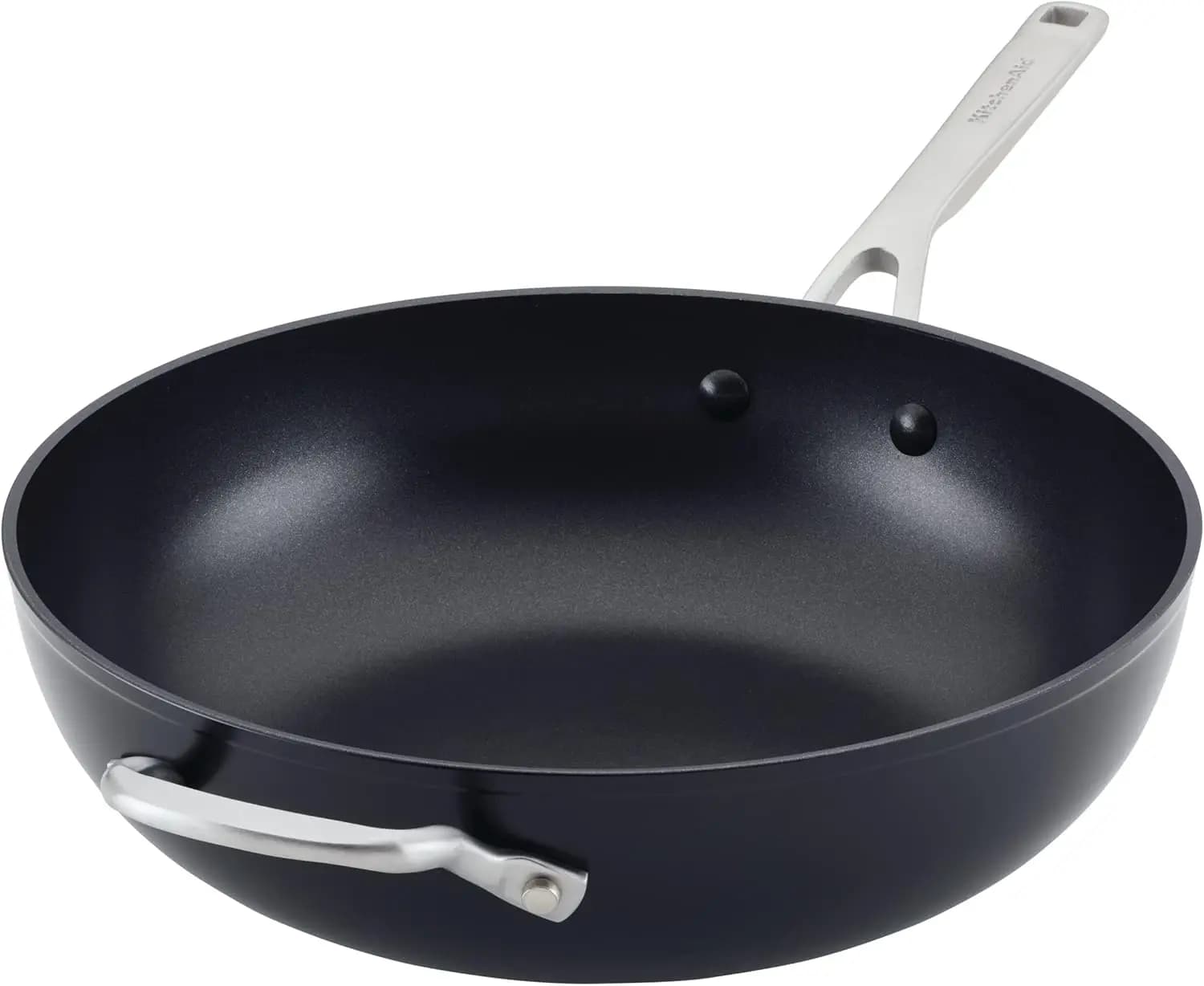 Padella/Wok antiaderente a induzione anodizzata dura, 12,25 pollici - Nero opaco