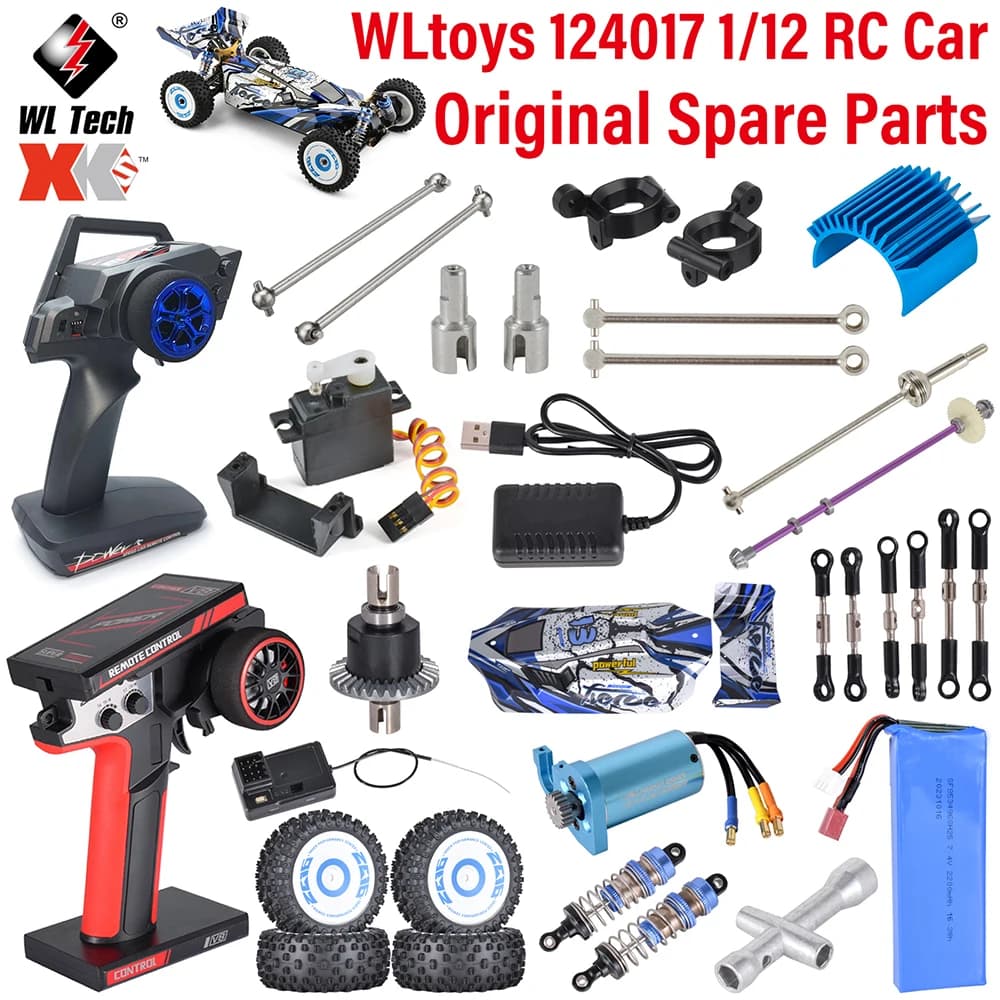 WLtoys XK 1/12 124017 Pezzi di ricambio per auto RC Caricatore servo digitale Tazza differenziale Ammortizzatore Guscio motore per pneumatici con telecomando