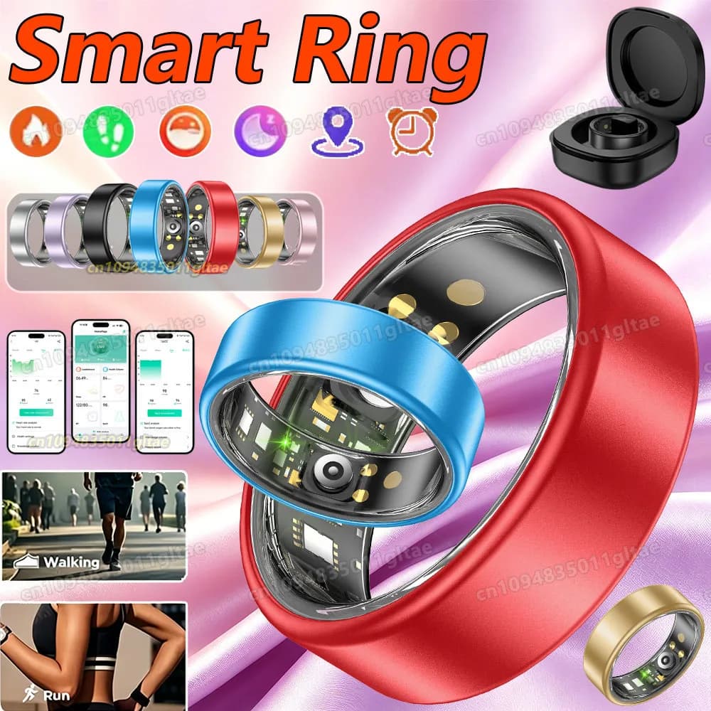 NUOVO Anello Intelligente Multicolore per Uomo e Donna, Bluetooth, Monitoraggio Frequenza Cardiaca, Ossigeno nel Sangue, Impermeabile, per Sport