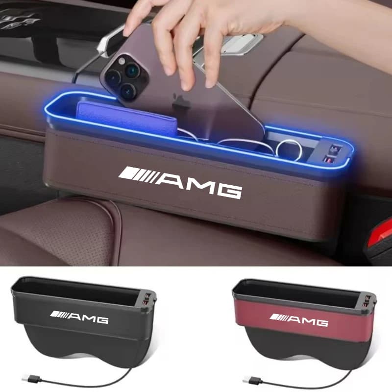 Organizer per Sedile Auto con Ricarica USB, Scatola Portaoggetti Multifunzione per Mercedes Benz AMG A B C E G CLA W211 W203 W204 C260 E300L A200