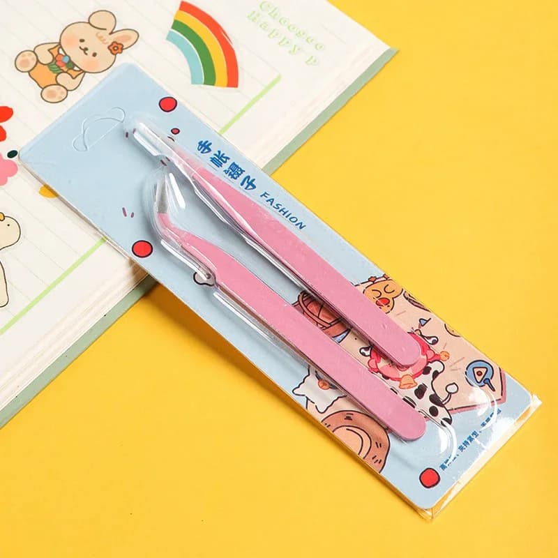 Pinzette curve dritte in acciaio inossidabile Pinzette per ciglia colorate rosa blu viola fai da te Adesivo per nail art Strumento per la raccolta di strass