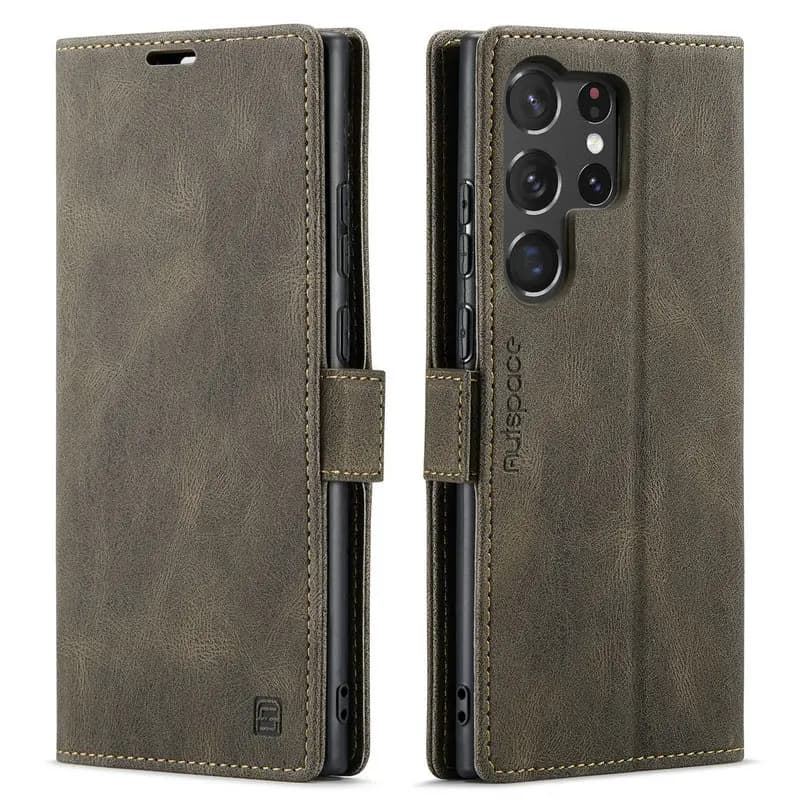 Custodia a Portafoglio in Pelle RFID per Samsung Galaxy S25 S24 S23 S22 S21 Note 20 Ultra 5G, S25 Edge, S24 FE, S20, S10, S9, S23 Plus
