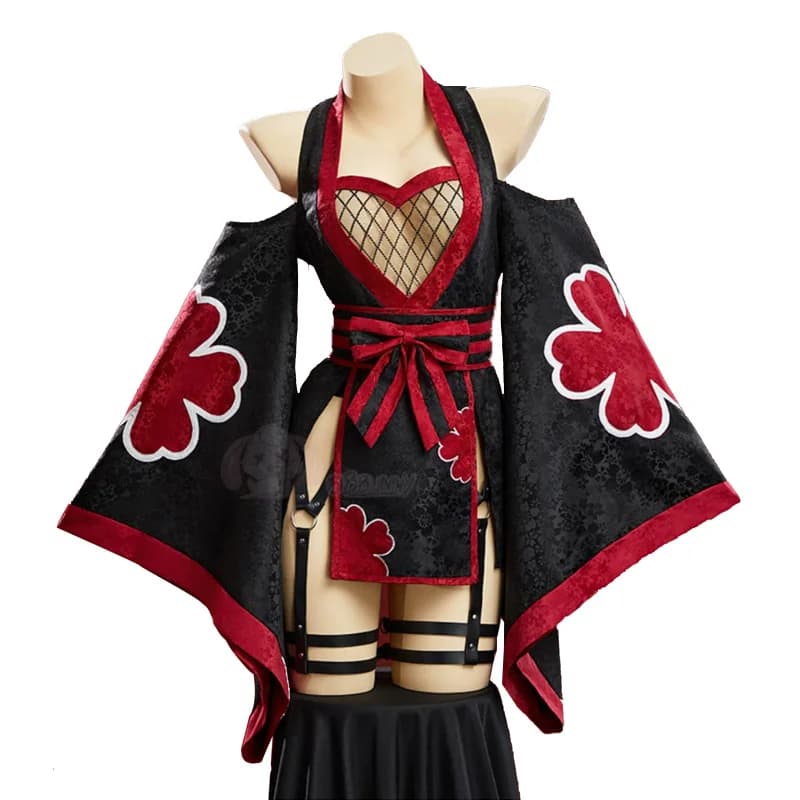 Costume Cosplay Anime Akatsuki per Donne, Sexy Kimono Tradizionale Giapponese, Abito Corto con Cintura e Calzini, Set per Halloween e Feste in Maschera