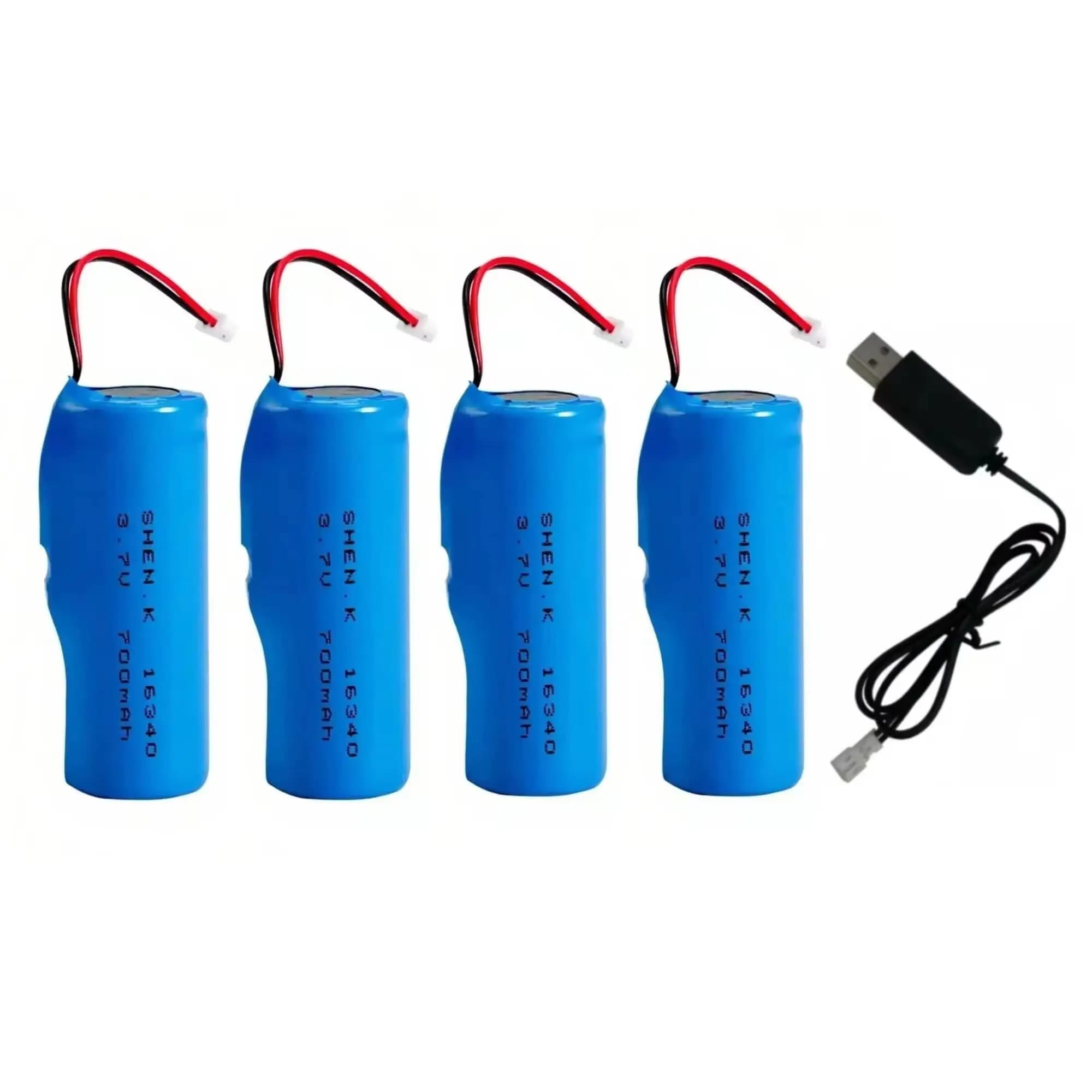4PCS 16340 3.7V 700mAh Batteria Al Litio Ricaricabile con Cavi Connettore CR123A Per La Macchina Fotografica di Allarme Fumo Monitor Torcia Elettrica Giocattolo
