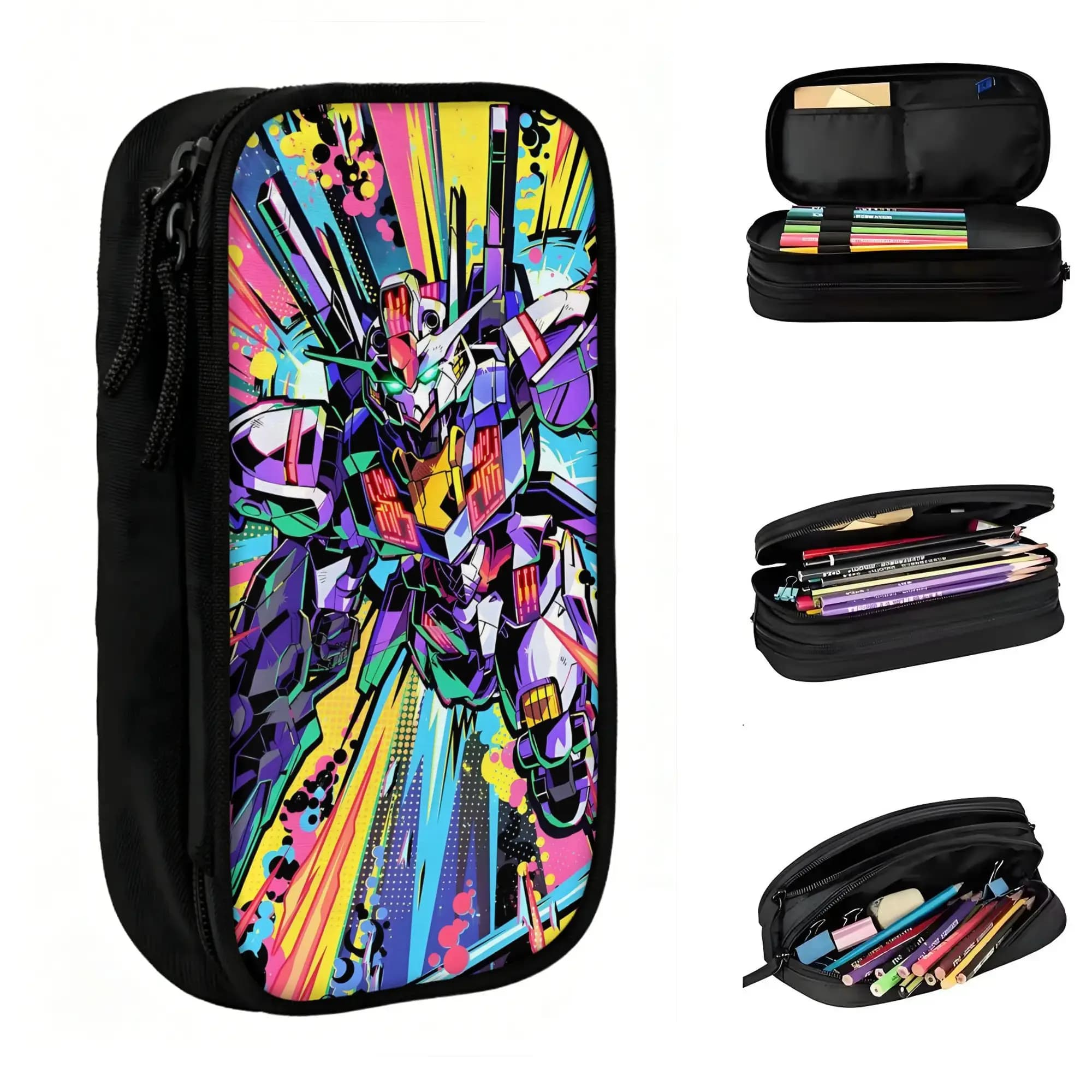 Custom G-Gundames Hot Cartoon Manga Kawaii Pencil Cases Girls Boys Large Capacity Pencil Pouch Students Stationery