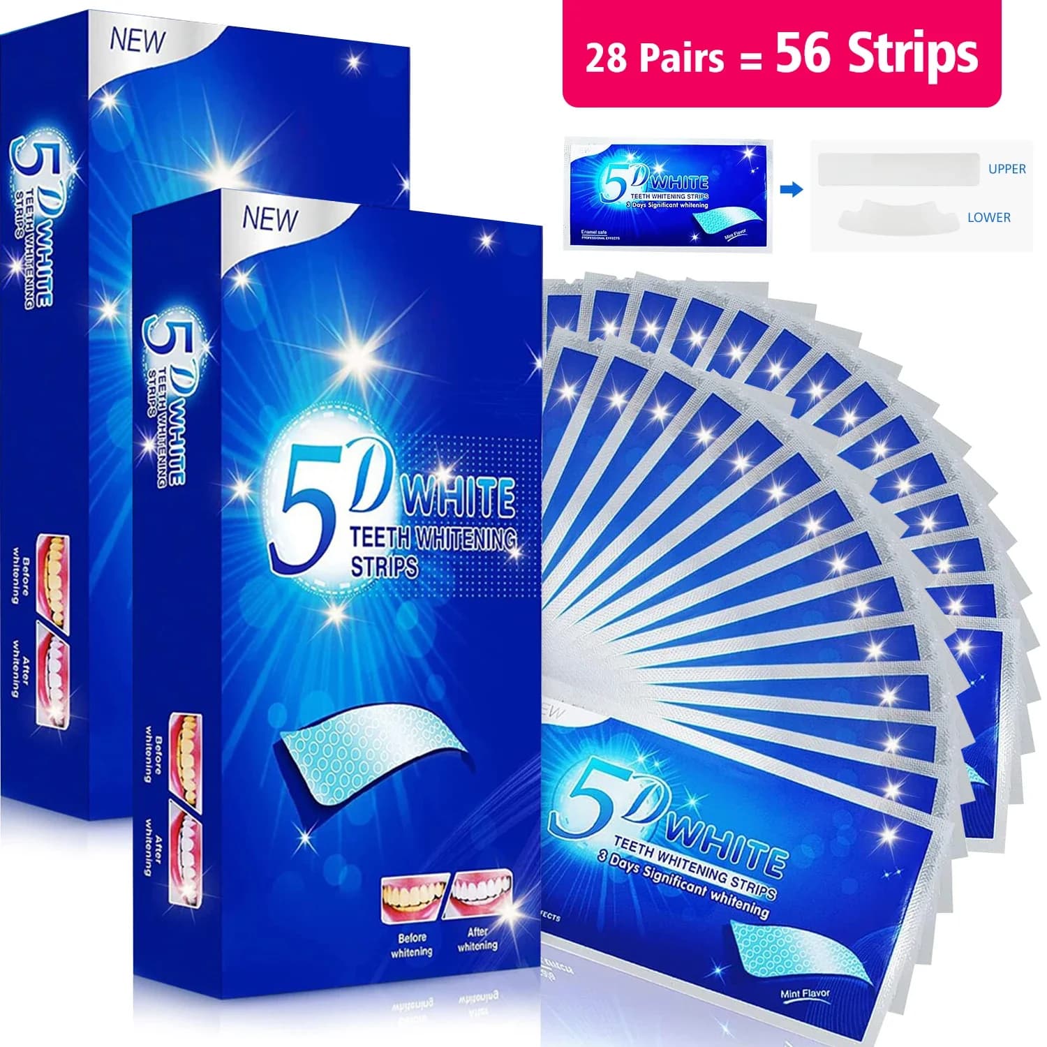 21/28 pairs of brightening strips for teeth, whitening strips 5D/9D Low sensitivity white stripes for teeth whitening
