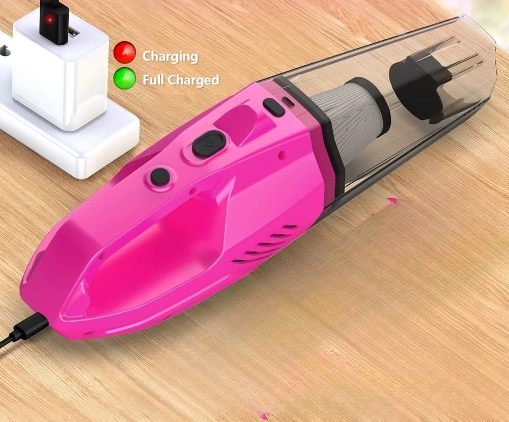 Kit Dettagli Auto Rosa con Spedizione USA, Aspirapolvere Portatile Senza Fili da 8000PA, Set Spazzole per Dettagli Interni, Accessori Auto