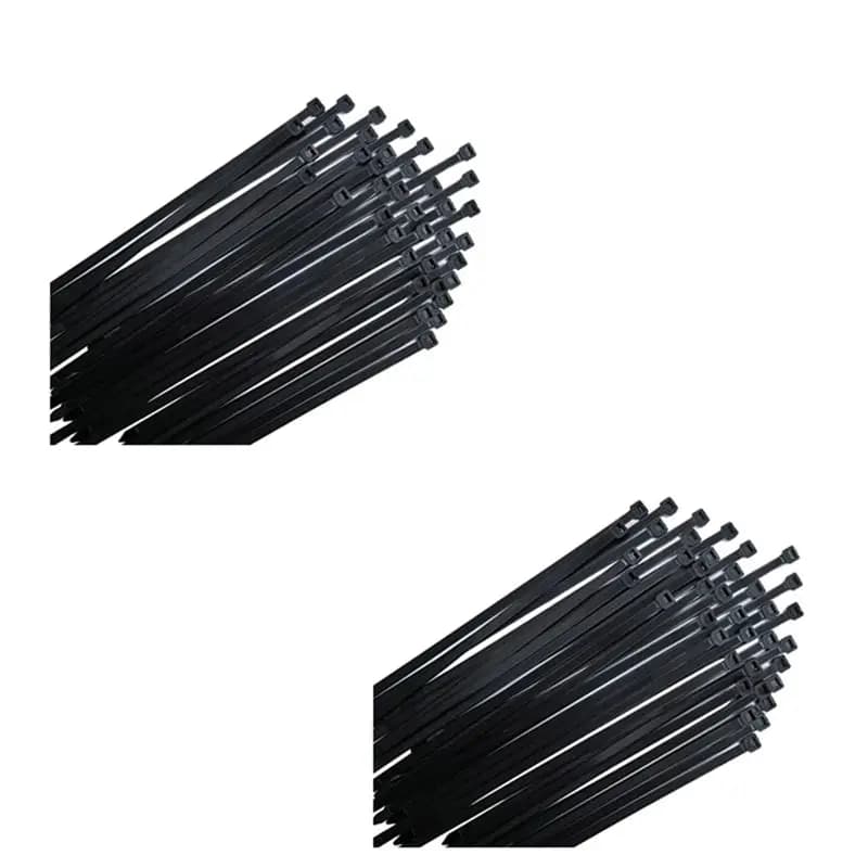 A01F-2X Cable Ties Black Pack Of 300 Mm X 7.6 Mm UV Resistant Ultra With 75 Kg Tensile Strength Heat Resistant Durable