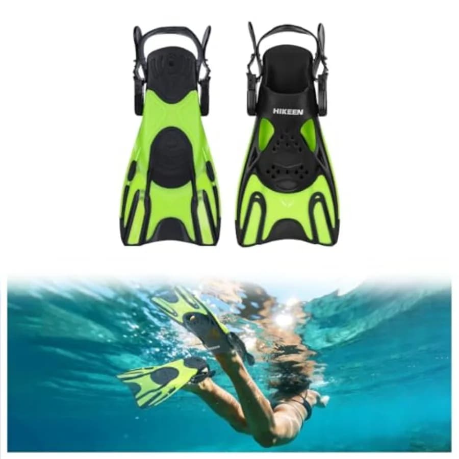 Pinne da Snorkeling Regolabili, Pinne Corte per Snorkeling per Adulti Uomini Donne, Pinne da Nuoto Open Heel, Pinne Leggere con Rete