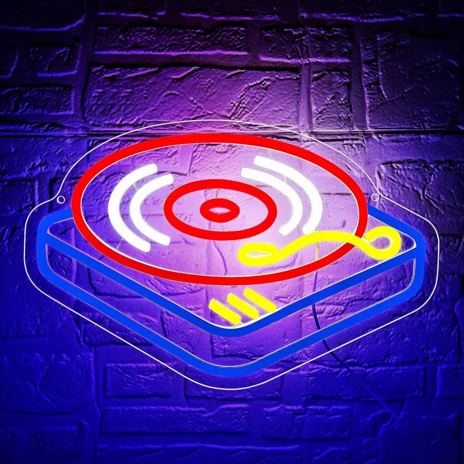 Insegna al Neon Giradischi, Luce da Parete Artistica a LED USB per Bar, Feste, Studi Musicali, Sale da Ballo, Decorazione Camera da Letto
