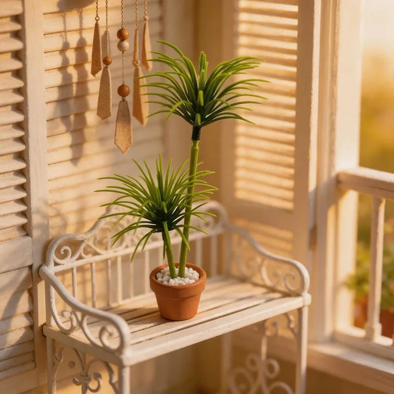 1pc Mini Pottery Pot Simulation Dragon Blood Tree Green Plant Potted Plant, Miniature Model Decoration